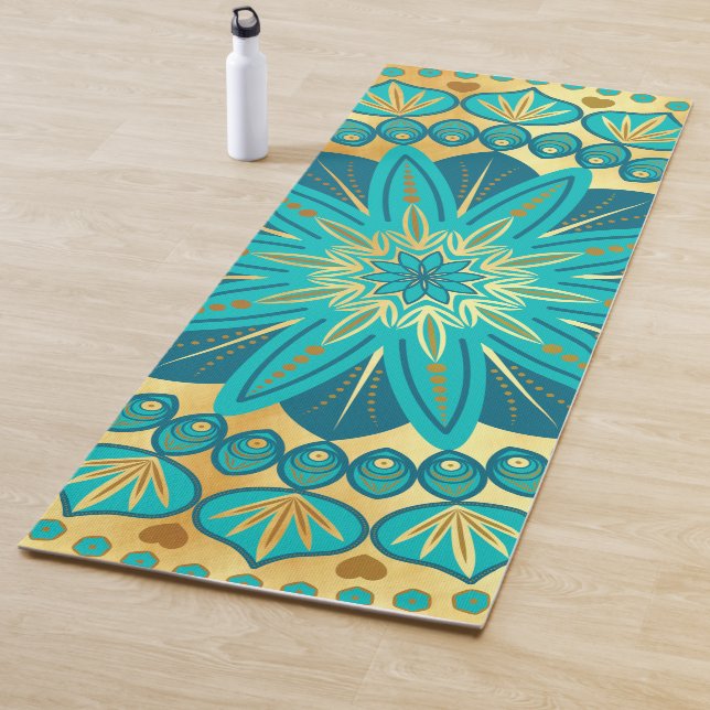 Esterilla De Yoga Mandalala Flor de Oro Azul (In situ)