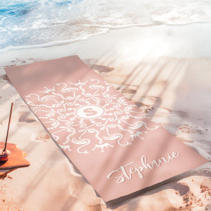 Esterilla De Yoga Mandrila de perla de flamenco Monograma Rosa Playe