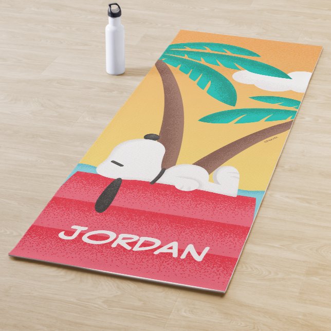 Esterilla De Yoga Maní | Snoopy Tropical Deco | Añadir su nombre (In situ)