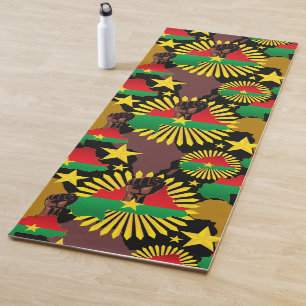 Esterilla De Yoga Mapa de Burkina, bandera y puño de la revolución