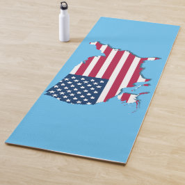 Esterilla De Yoga Mapa de Estados Unidos y bandera azul blanco rojo