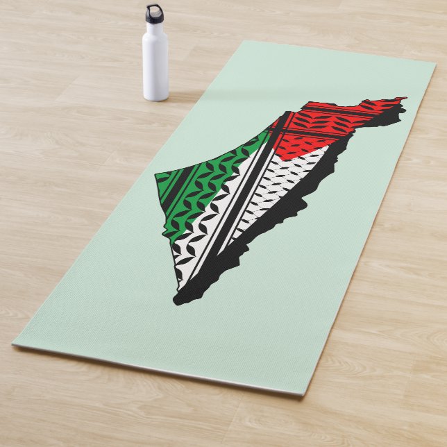 Esterilla De Yoga Mapa palestino con bandera y patrón de Keffiyeg (In situ)