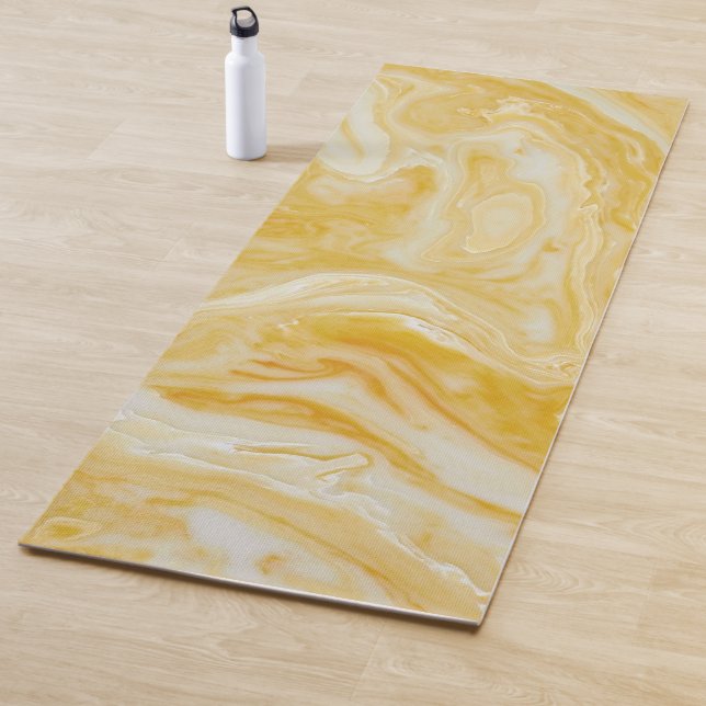 Esterilla De Yoga Marble blanco amarillo Zen de lujo (doble cara) (In situ)