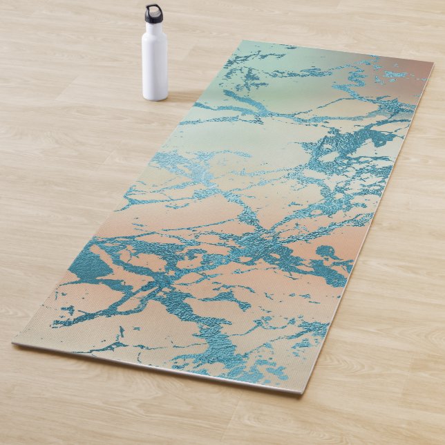 Esterilla De Yoga Marble de lujo | Hermosa vena Verde azulada amaril (In situ)