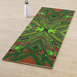 Esterilla De Yoga Mariposa abstracta verde lima retro alucinante