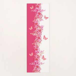 Esterilla De Yoga Mariposa Floral Rosa