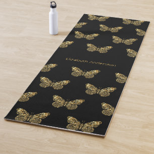 Esterilla De Yoga mariposas de oro negro nombre