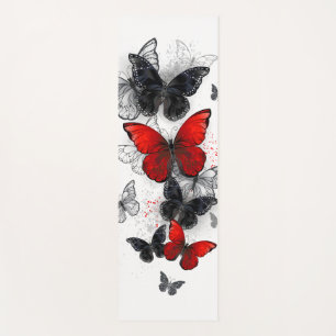 Esterilla De Yoga Mariposas Morpho voladoras negras y rojas