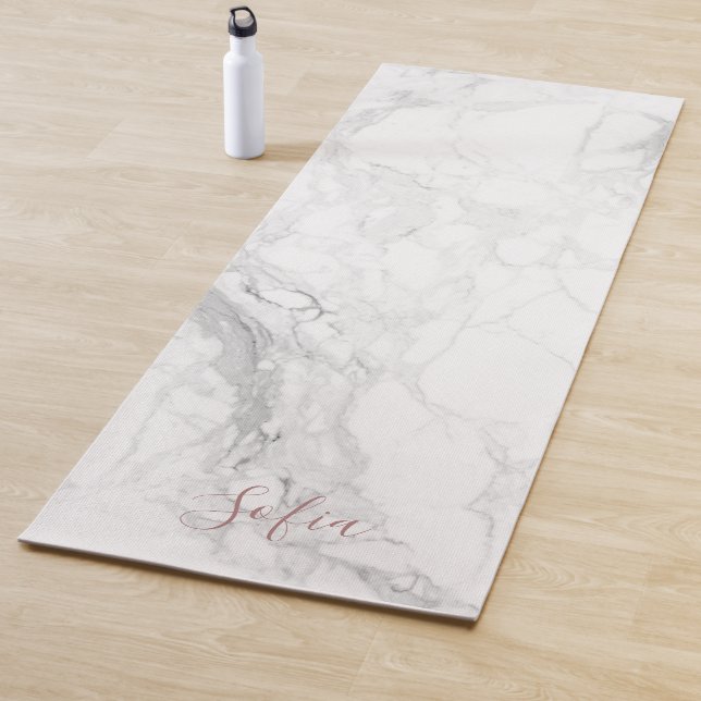 Esterilla De Yoga Mármol blanco PixDezines + venas Rosas Rubor (In situ)