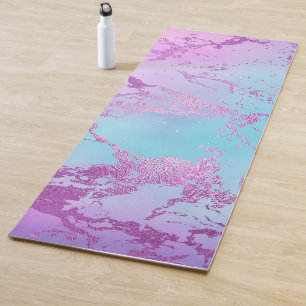Esterilla De Yoga Mármol de moda Glitzy Glam Violet Purple Blue Om