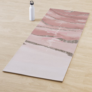 Esterilla De Yoga Mármol de oro rosa Monograma Escritura Caligrafía
