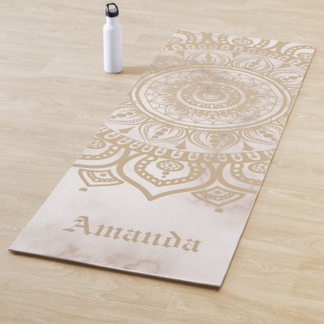 Esterilla De Yoga Mármol pastel personalizado Mandala beige (In situ)