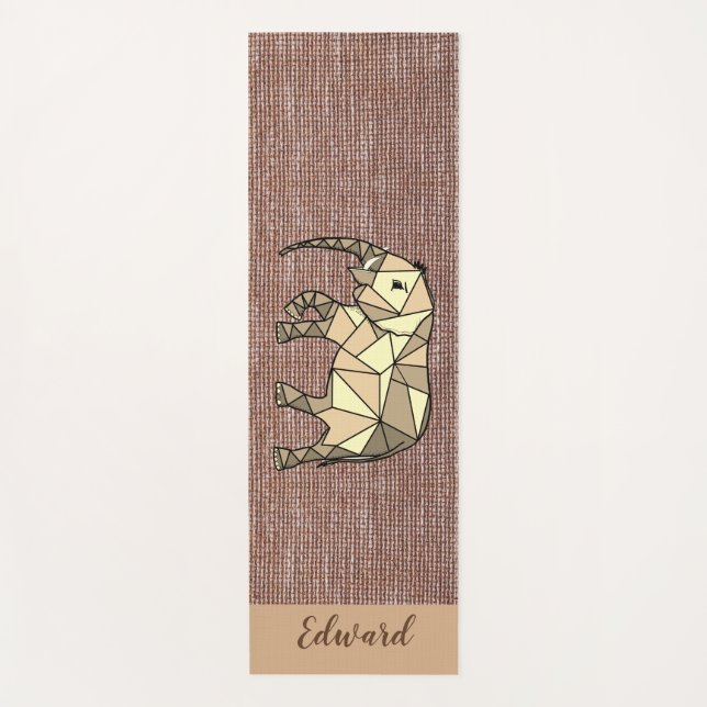 Esterilla De Yoga Marrón personal negro y acogedor elefante para él (Anverso)