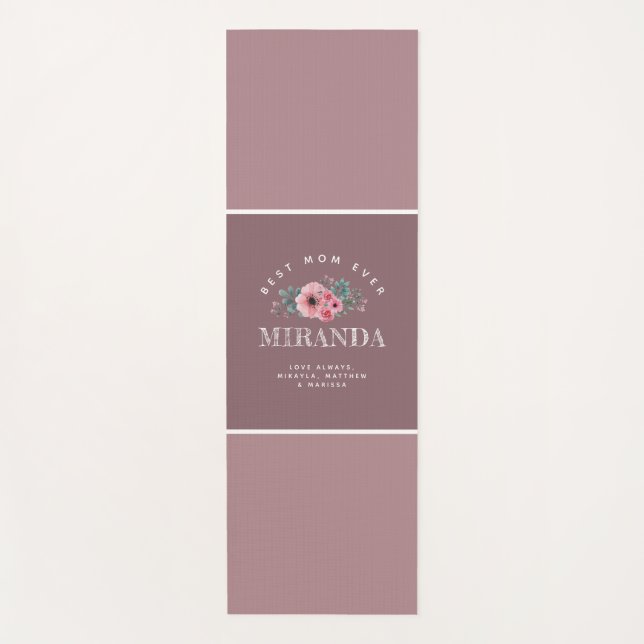 Esterilla De Yoga Mauve Monograma Mejor Mamá Jamás Yoga Personalizad (Anverso)