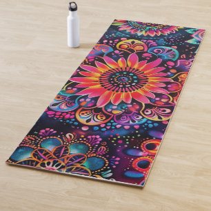 Esterilla De Yoga Meditación Yoga Chakra Girasol Floral Neón