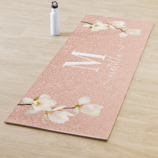Esterilla De Yoga Melocotón rosado purpurina magnolia floral