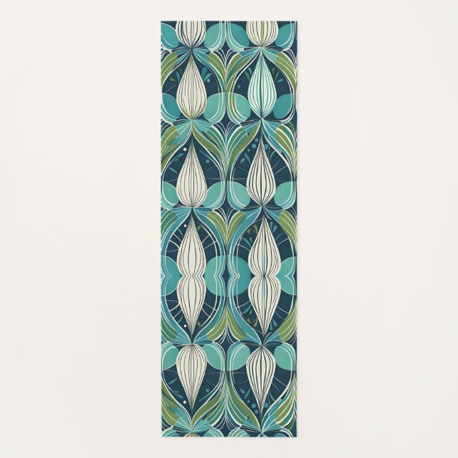 Esterilla De Yoga Mid Century Atomic Drops Blue Green Pattern (Anverso)