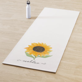 Esterilla De Yoga Minimal Rustic Sunflower Personalized Name Script