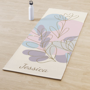 Esterilla De Yoga Minimalista Pastel Resumen Arte Floral Personaliza