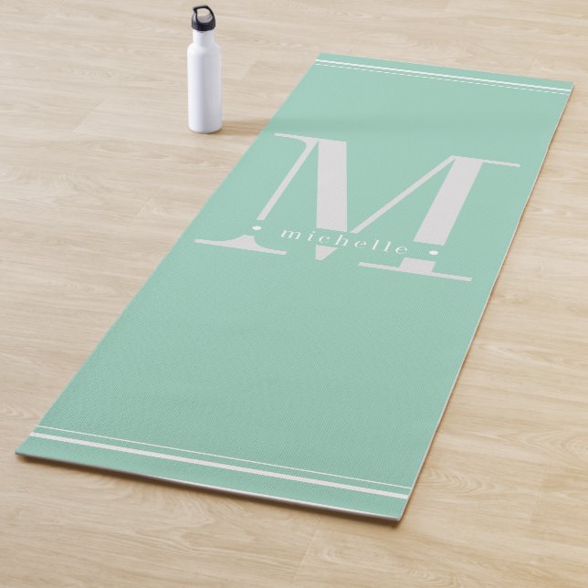 Esterilla De Yoga Mínimo Aqua Suave y Monograma Blanco (In situ)