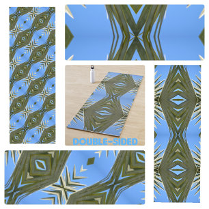 Esterilla De Yoga Moda Boho de la Palm Verde Oliva y Azul cielo