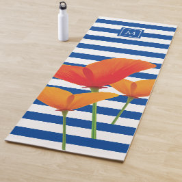 Esterilla De Yoga Moda de amapola Bandas Azules Monograma