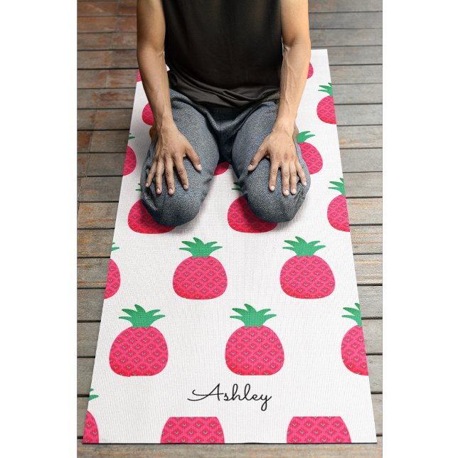 Esterilla De Yoga Moda de patrón de piña rosa blanco (Subido por el creador)