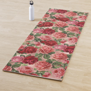 Esterilla De Yoga Moda Elegante Vintage Roses Roses Rojos Floral