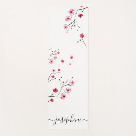 Esterilla De Yoga Moda floral Cerezo Blossom Nombre Script