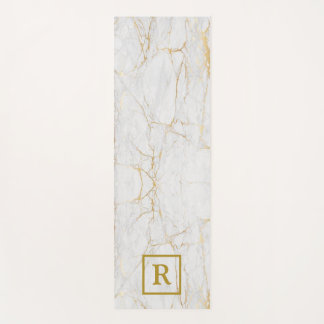 Esterilla De Yoga Moda Mármol gris monogramado con venas de oro
