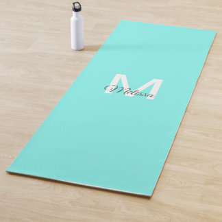 Esterilla De Yoga moda moderada monograma minimalista turquesa agua 