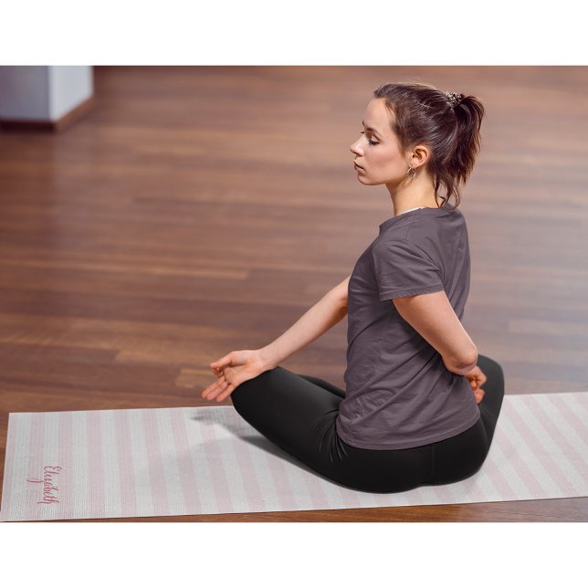Esterilla De Yoga Moda moderna Bandas rosadas Elegante Ejercicio Mon (Modern Chic Pink Stripes Elegant Monogram Exercise Yoga Mat)