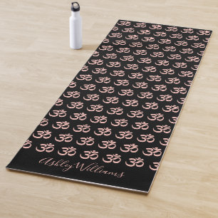Esterilla De Yoga Moda Monograma Púrpura Om Patrón Yoga Negro