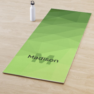 Esterilla De Yoga Moda oscura de malla geométrica verde limón Monogr