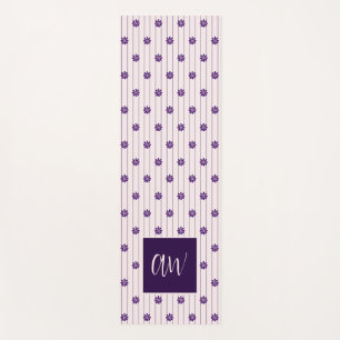 Esterilla De Yoga Moda Script Monograma Flores Rubor Violet Striped
