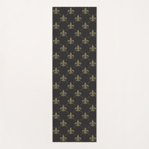 Esterilla De Yoga Modelo negro lujoso de la flor de lis del oro