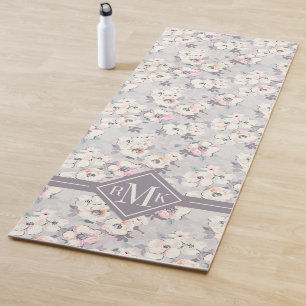Esterilla De Yoga Modelo rosado suave de la acuarela del monograma