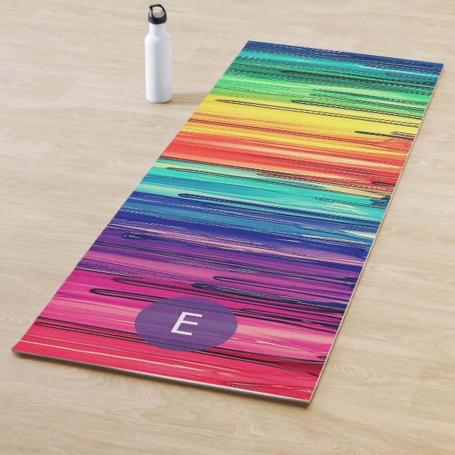 Esterilla De Yoga Modern Colorful Rainbow Monogram (In situ)