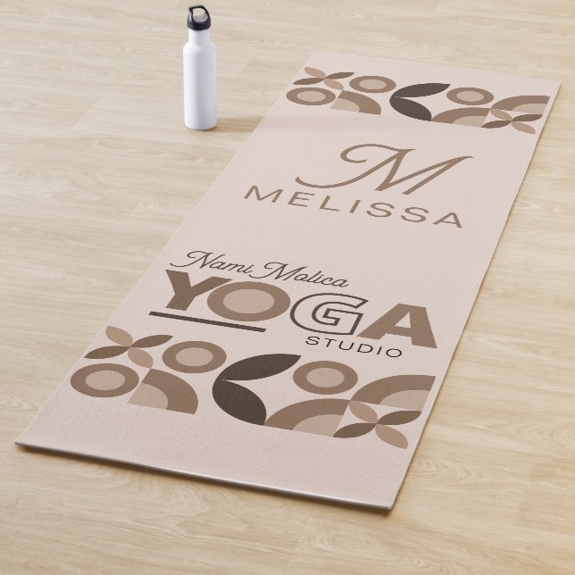 Esterilla De Yoga Modern Elegant Brown Beige Geometric Yoga Studio (In situ)