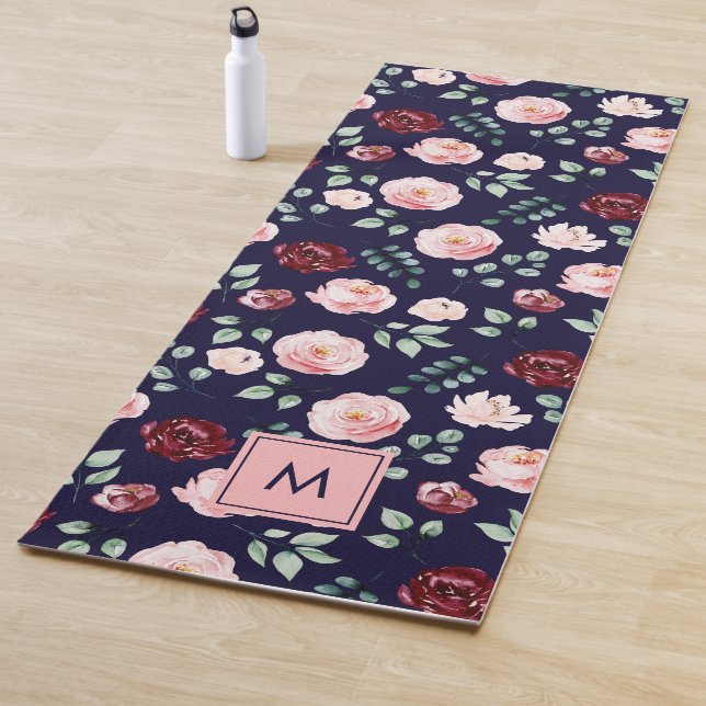 Esterilla De Yoga Modern Girly Stylish Monogrammed Floral Pattern (In situ)