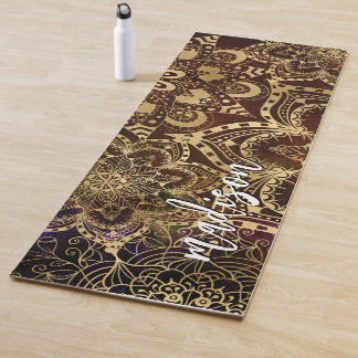 Esterilla De Yoga Modern Gold Mandala Pattern Custom Name