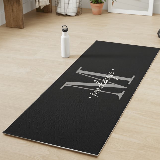 Esterilla De Yoga Modern Monogram Minimal Black White (Subido por el creador)