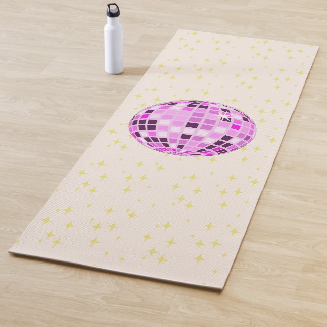 Esterilla De Yoga Moderna Discoteca Purple Retro Rosa Ball Beige (In situ)