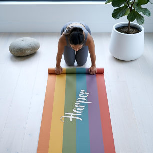 Esterilla De Yoga Moderna Linear   MCM Arcoíris Personalizado