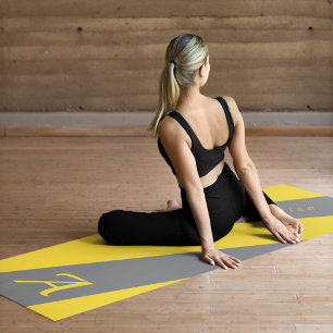 Esterilla De Yoga Moderna y elegante moda amarillo gris monogramado