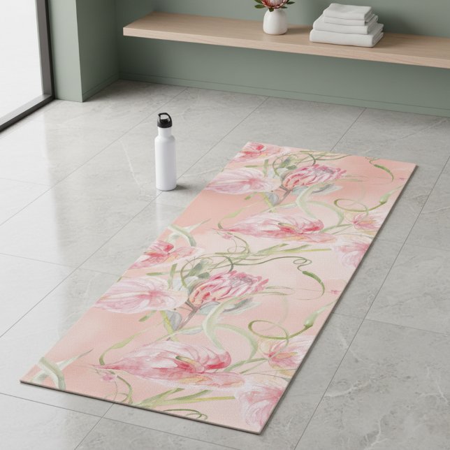 Esterilla De Yoga Moderna Y Elegante Paz Rosa En Seda De Peach (Subido por el creador)