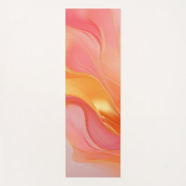 Esterilla De Yoga Moderno Abstracto Naranja Rosa y Dorado-