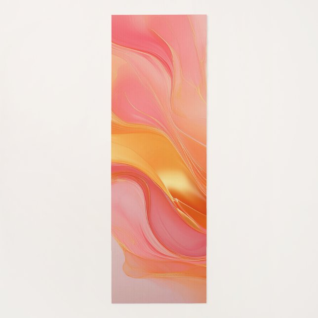 Esterilla De Yoga Moderno Abstracto Naranja Rosa y Dorado- (Reverso)