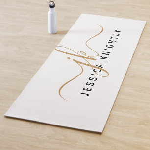 Esterilla De Yoga Moderno y elegante guión monograma Iniciales Oro B