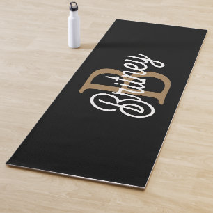 Esterilla De Yoga Moderno y elegante nombre de monograma Black Gold